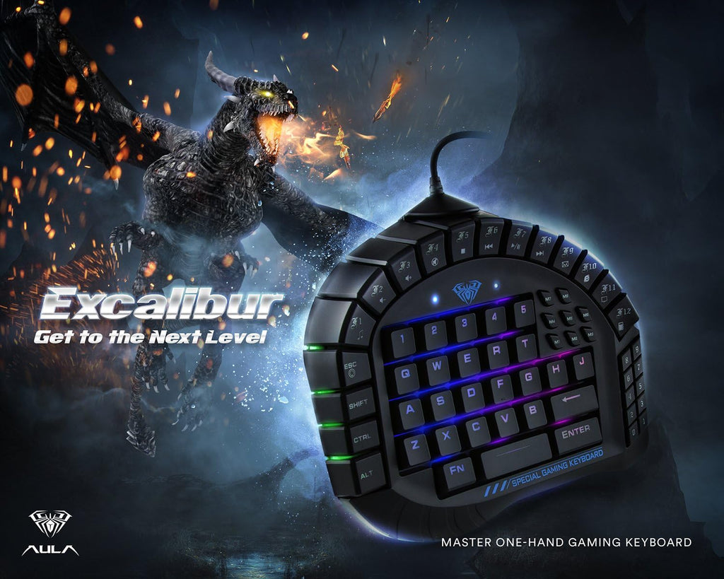 One Handed Mechanical Gaming Keyboard with RGB Backlit Effects F322