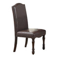 Brown Faux Leather Dining Chair with Turned Legs, Set of 2 V723830