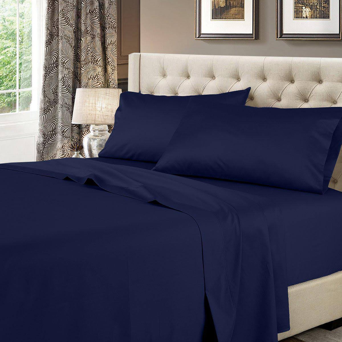 Navy 600TC 100% Cotton Split King Sheets E31086