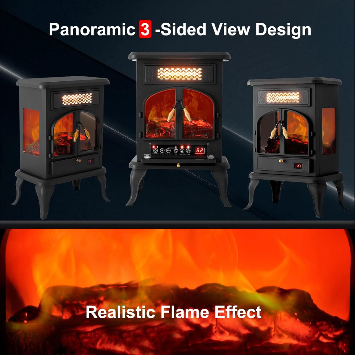 Freestanding Portable Electric Fireplace Heater Stove M177