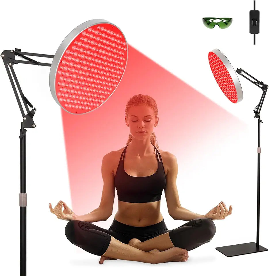 Round Red Light Therapy Device with Adjustable Height Stand N5398