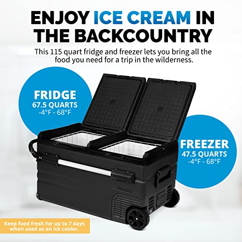 80 Qt. Electric Car Camping Cooler with Dual Zone Fridge and Freezer K7143