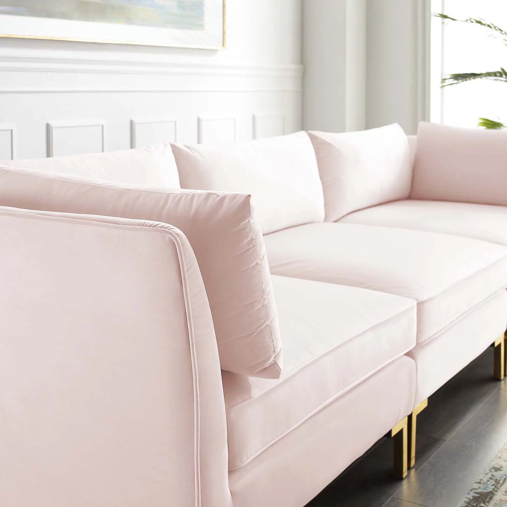Pink Performance Velvet Sofa P4717