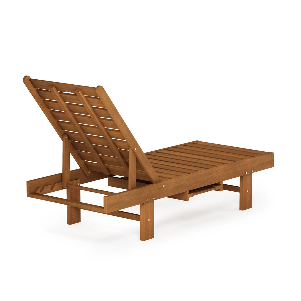 Natural Hardwood Outdoor Sun Lounger with Tray G705675