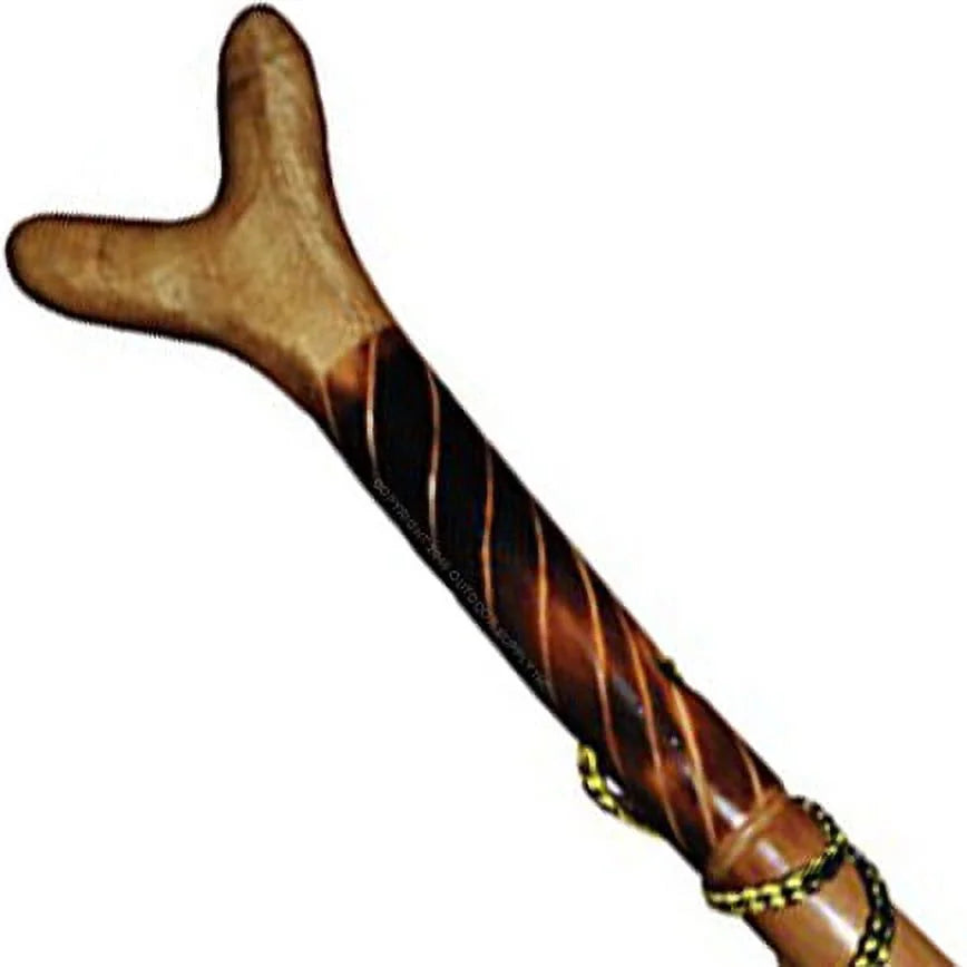 Natural Wood Walking Stick with Steel Spike and Metal-Reinforced Tip Cover, 55" K373422