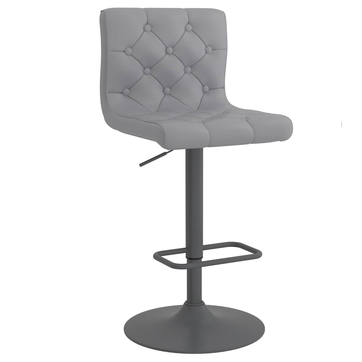 Grey Faux Leather Tufted Adjustable Stool Set of 2 B807985