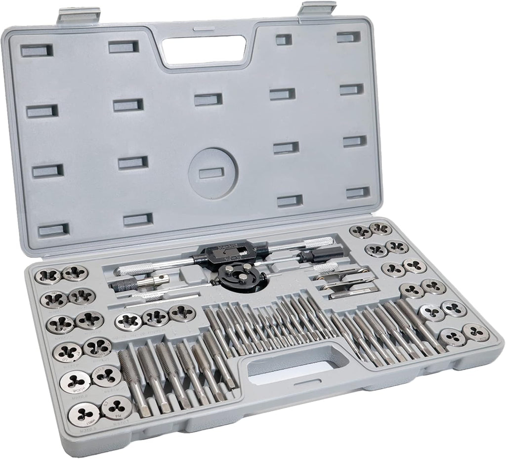 110PCS Hardened Alloy Steel Metric Tap and Die Rethreading Tool Set with Storage Case N6228