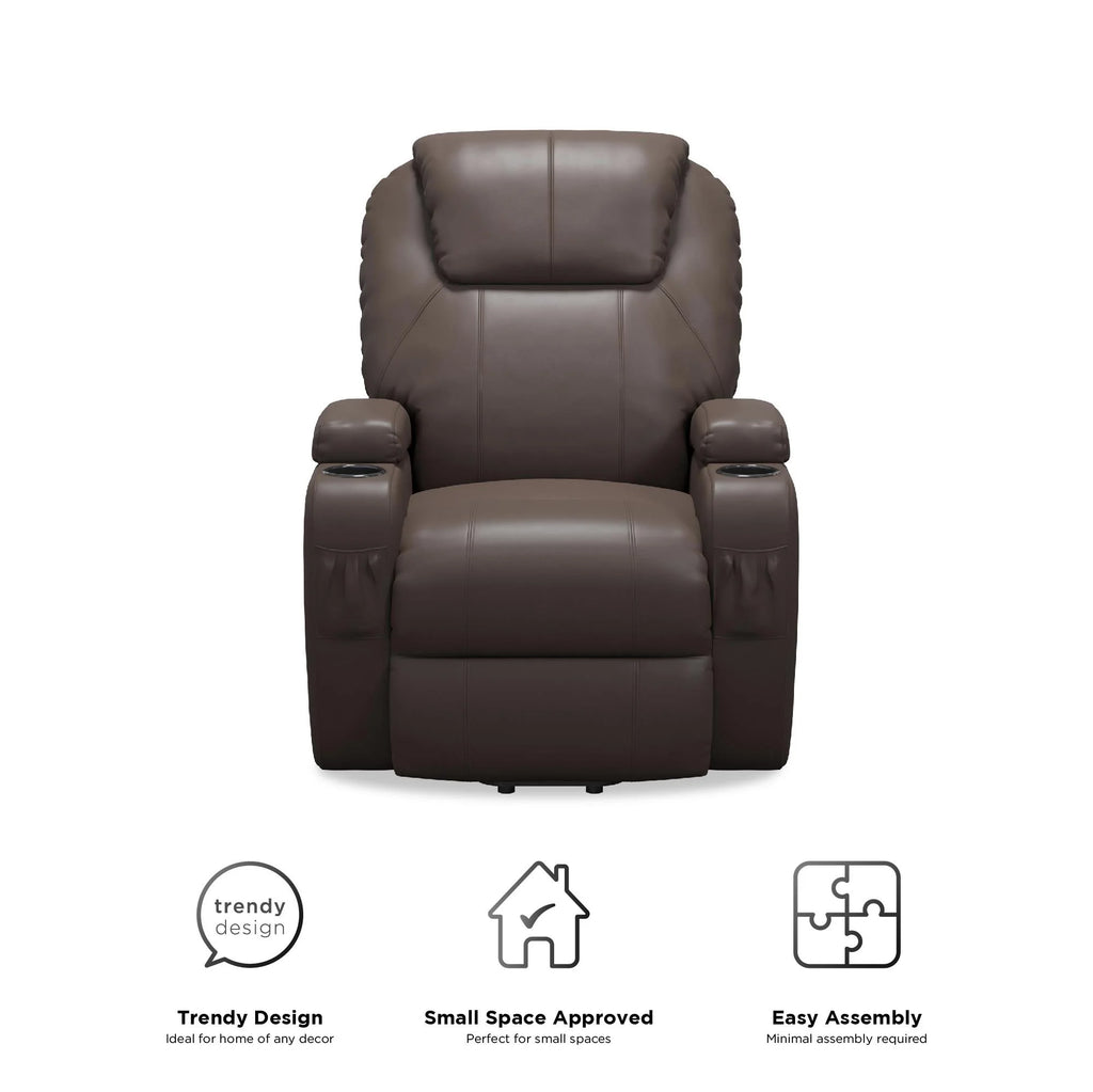 Brown Faux Leather Power Lift Recliner B4524