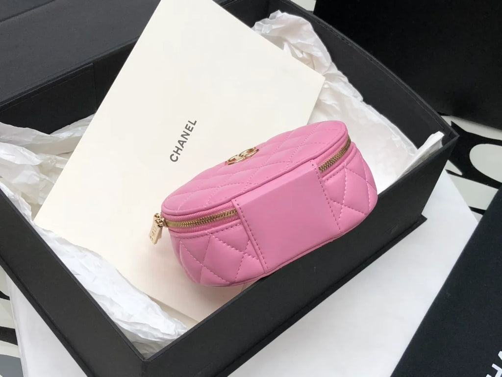 Shiny Gold Pink Vanity Case Bag C495