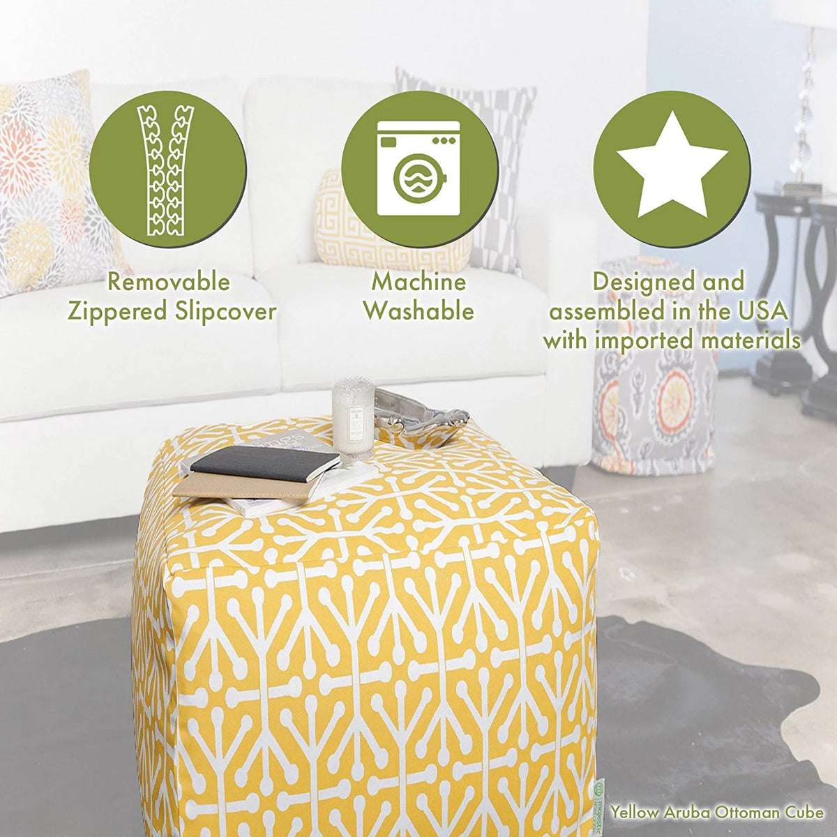 Vertical Stripe Indoor/Outdoor Ottoman Pouf Cube A19872
