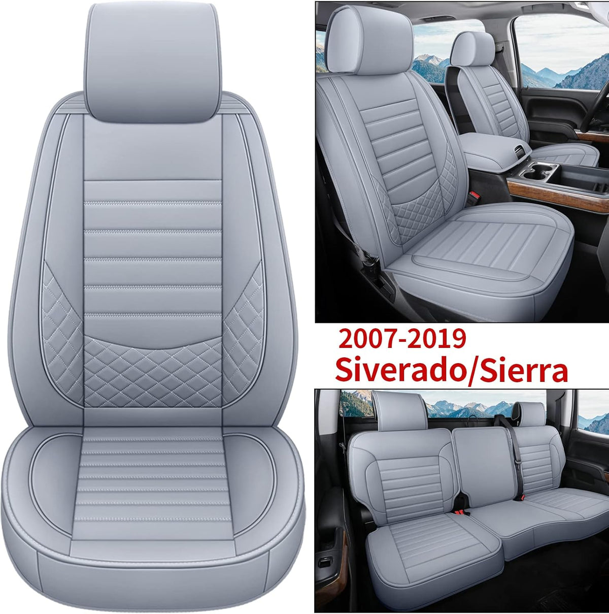 Black/Blue Leather Car Seat Covers Full Set C760