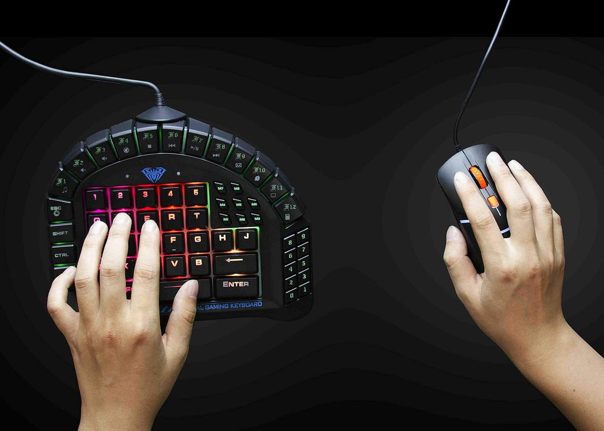One Handed Mechanical Gaming Keyboard with RGB Backlit Effects F322