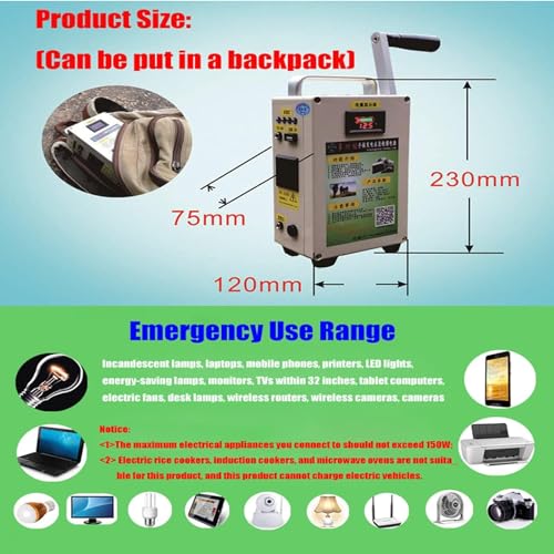 500W Hand Crank Generator with Outlets DC/USB Supply P795106