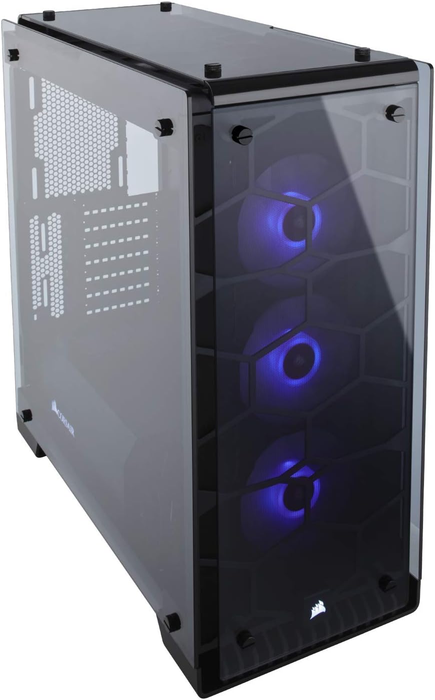 Black Mid-Tower Case with 3 RGB Fans and Tempered Glass M525