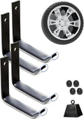 4 Pack Black Steel Tire Storage Rack Wall Mount Hooks F4982