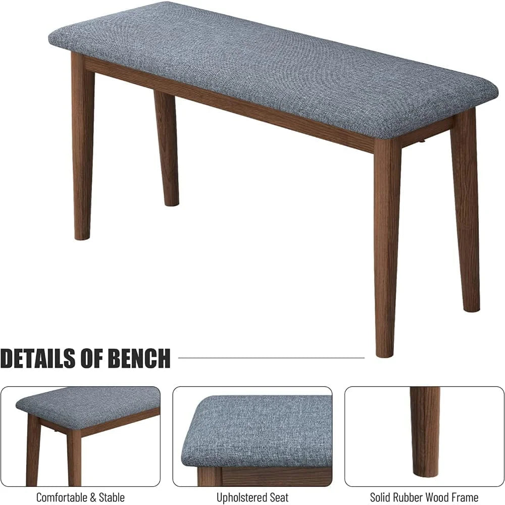 Rubber Wood Dining Table with 2 Benches and 2 Chairs M769