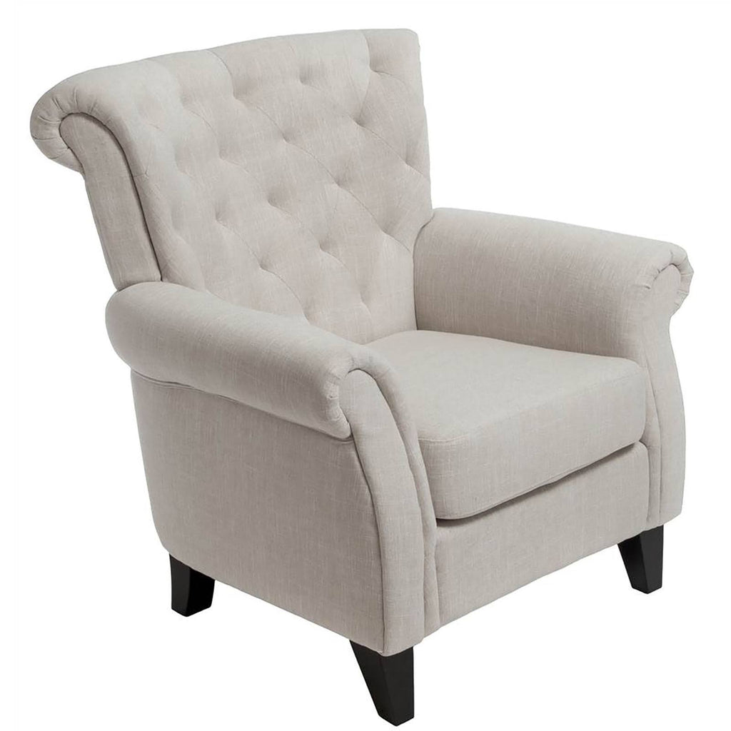 Light Beige Tufted Fabric Club Chair A427