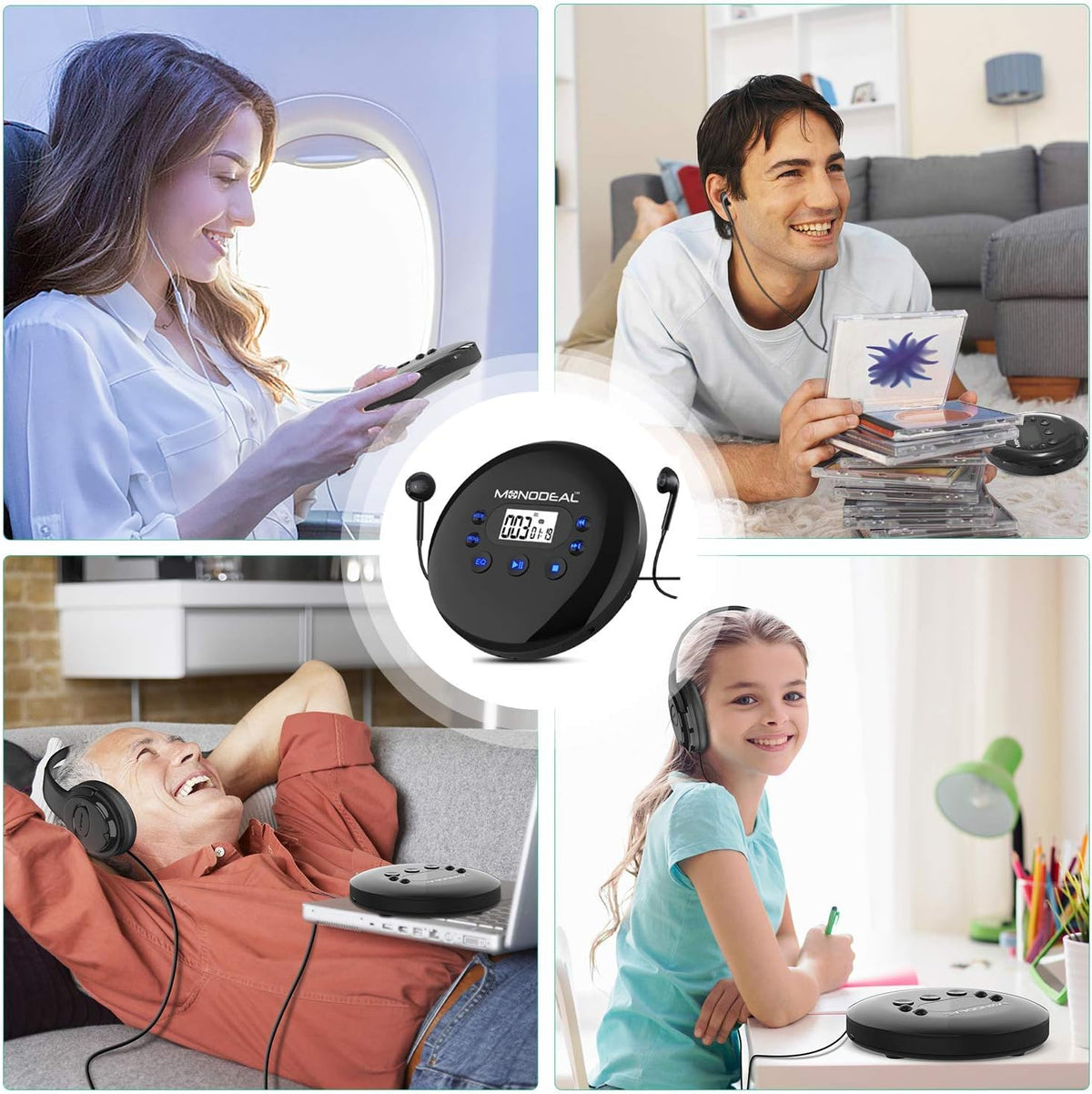 Portable CD Player with Headphones, Anti-Skip, Pack of 2 A881671
