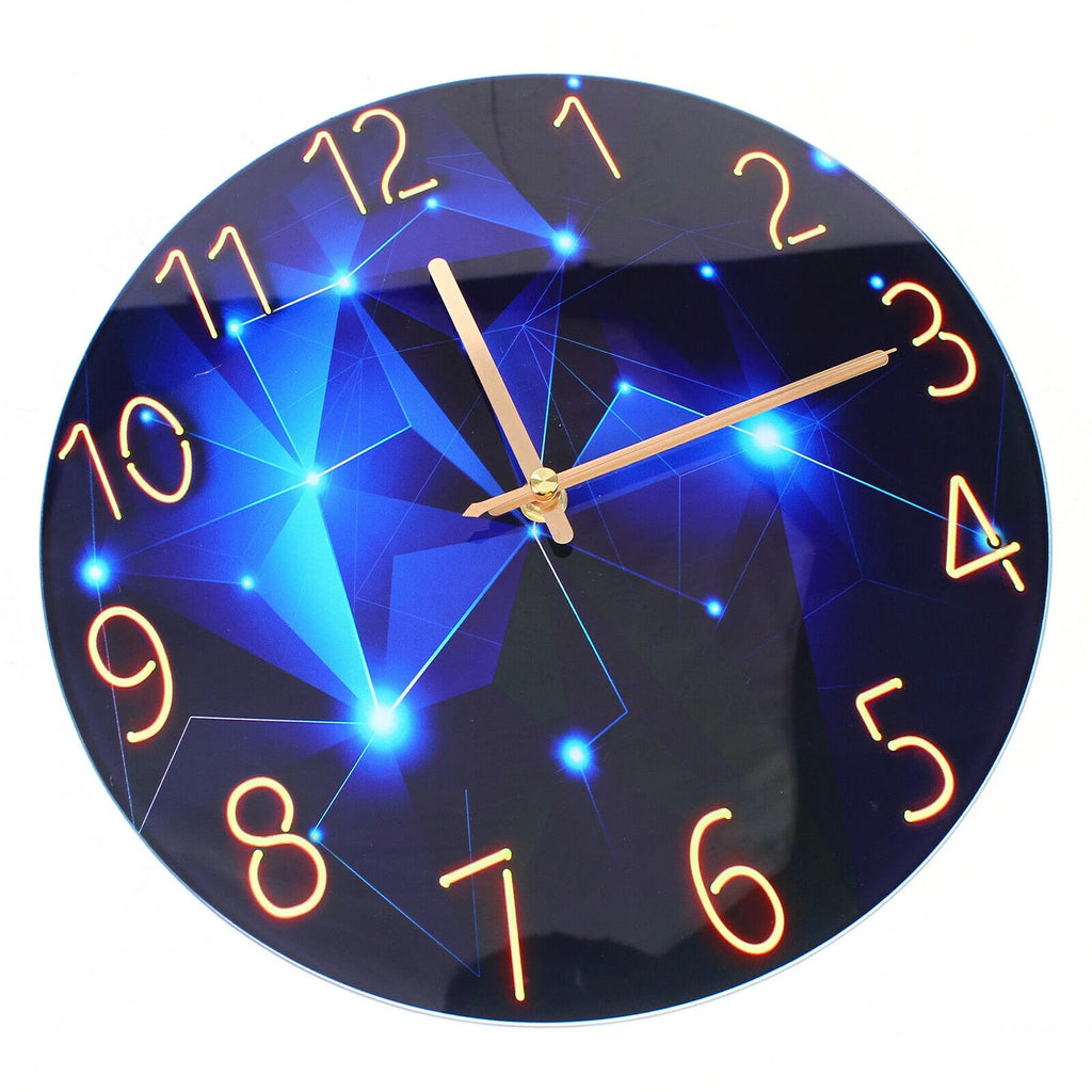 Blue Round Silent Wall Clock U9068