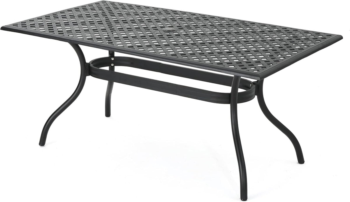 Black Sand Cast Aluminum Rectangle Table P35980