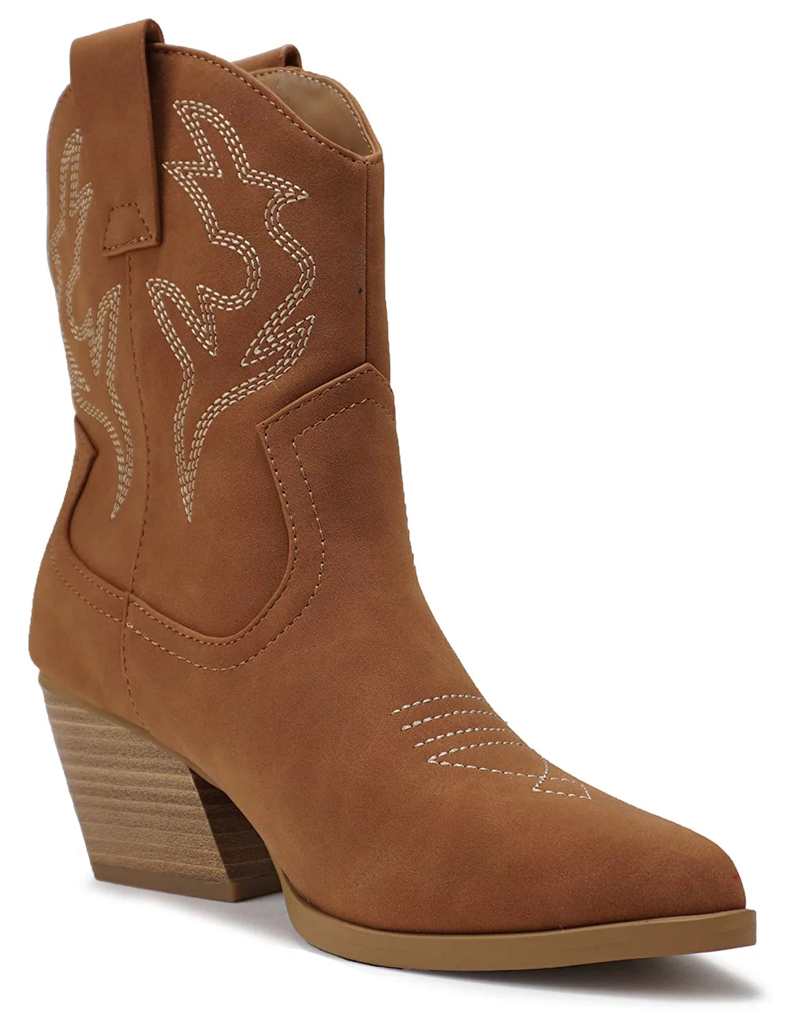 Brown Pointed Toe Western Ankle Boots U1394