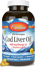 Cod Liver Oil 460 mg Omega-3s Vitamins A & D3 Lemon 300 Softgels Y8839