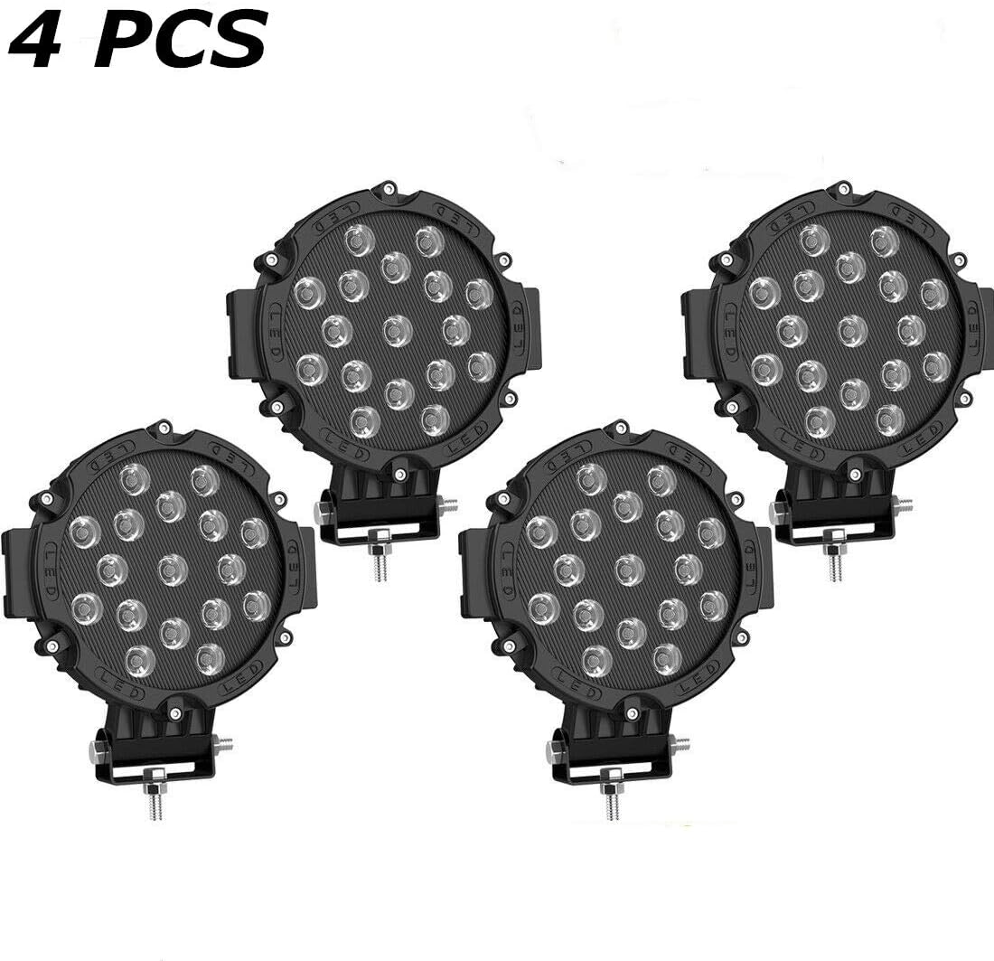 51W Round LED Off-Road Work Lights 4 Pcs Red Z2611