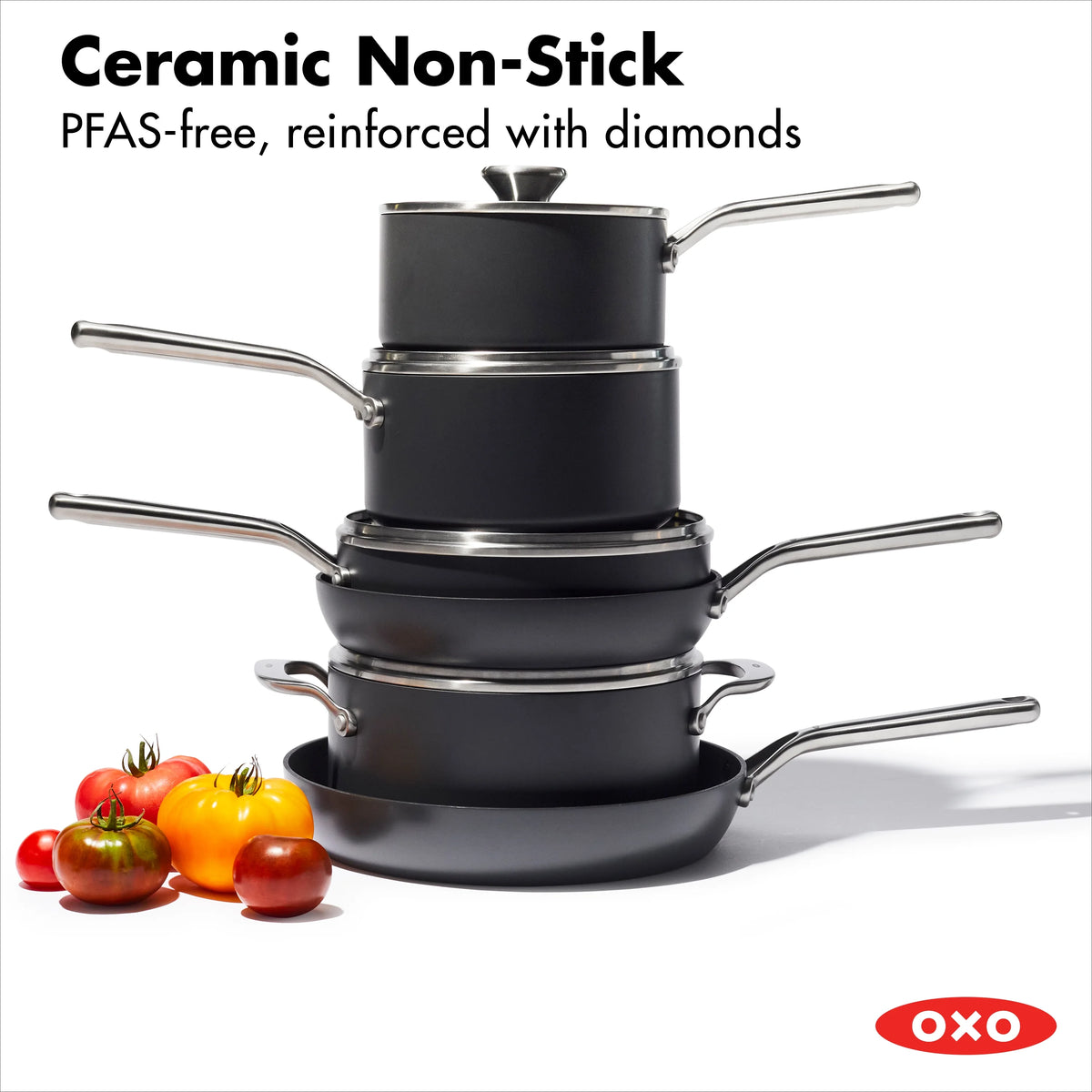 10 Piece Hard Anodized Nonstick Cookware Set, Black C296