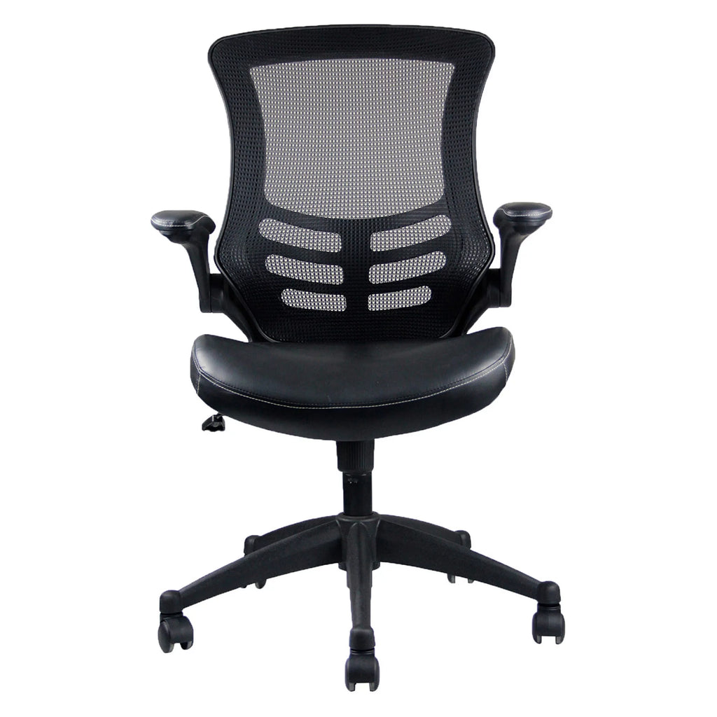 Black Mid-Back Mesh Office Chair with Adjustable Arms P35824