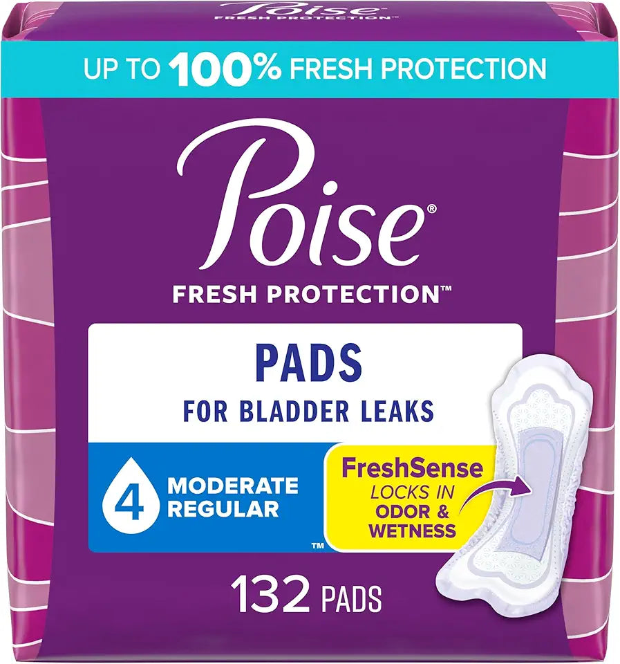 Incontinence Pads, Moderate Absorbency, Regular Length, 132 Count G11403
