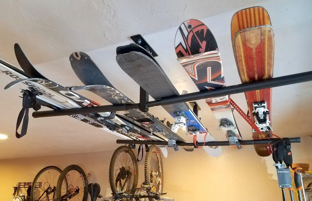 Ski and Snowboard Ceiling Storage Rack, Overhead Hanger Mount, Pack of 2 I88732