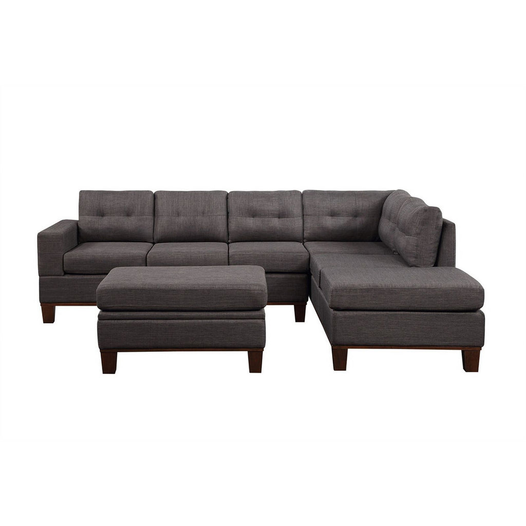 Gray Fabric Reversible Sectional Sofa with Ottoman C816664