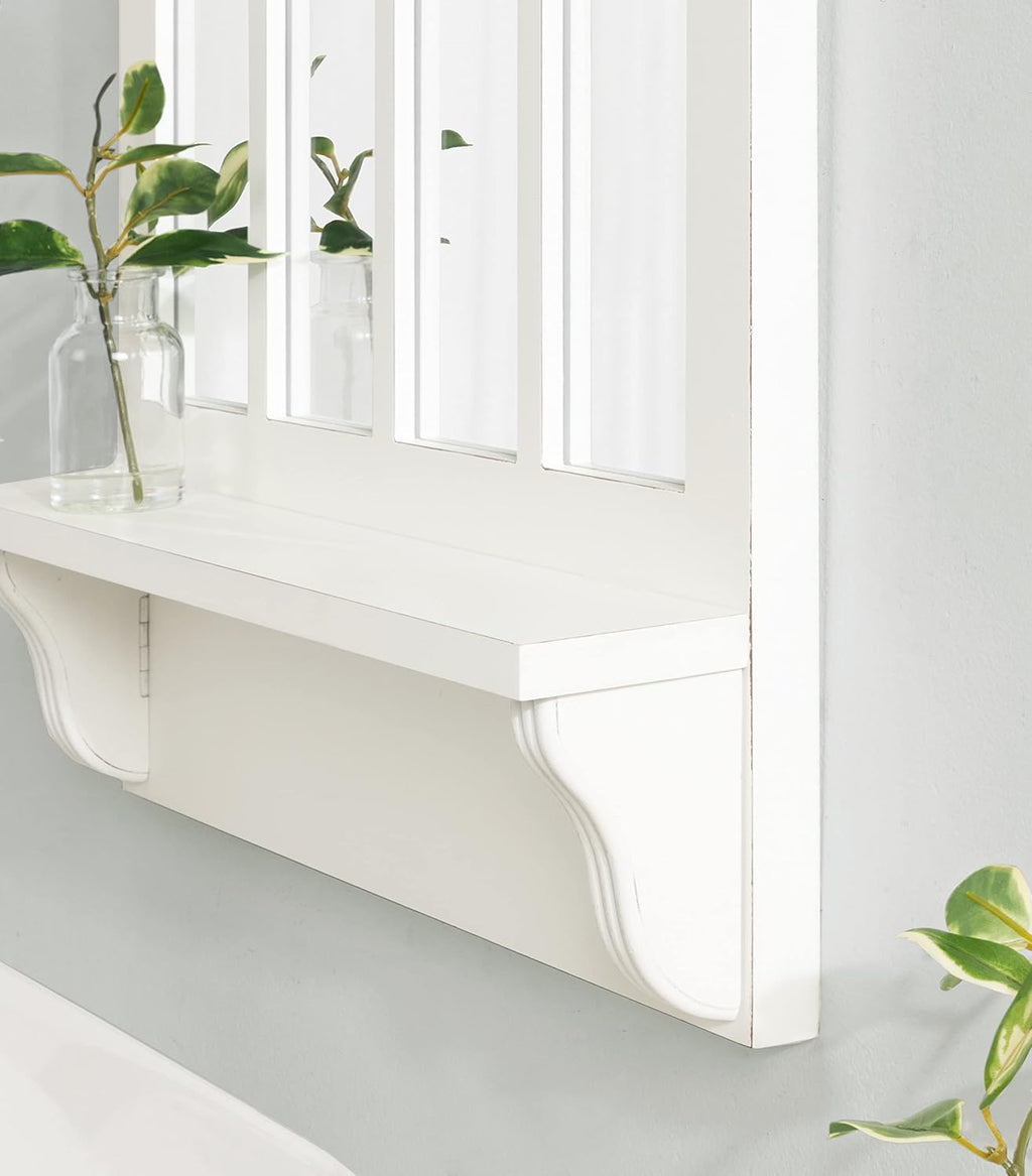 Traditional Arched Mirror with Shelf, 21 x 36, White M36298