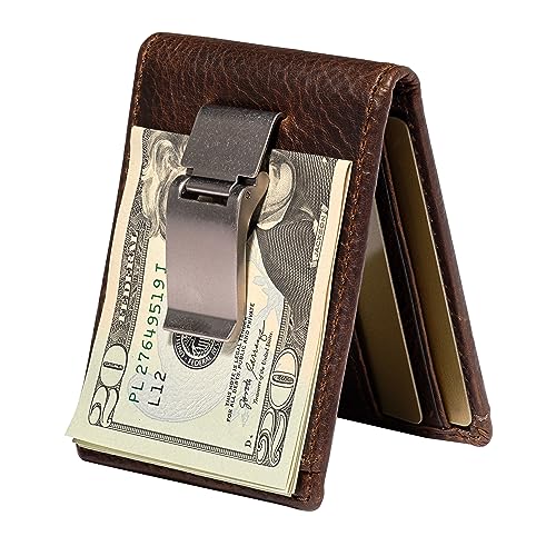 Full Grain Leather Bifold Money Clip Wallet A631962