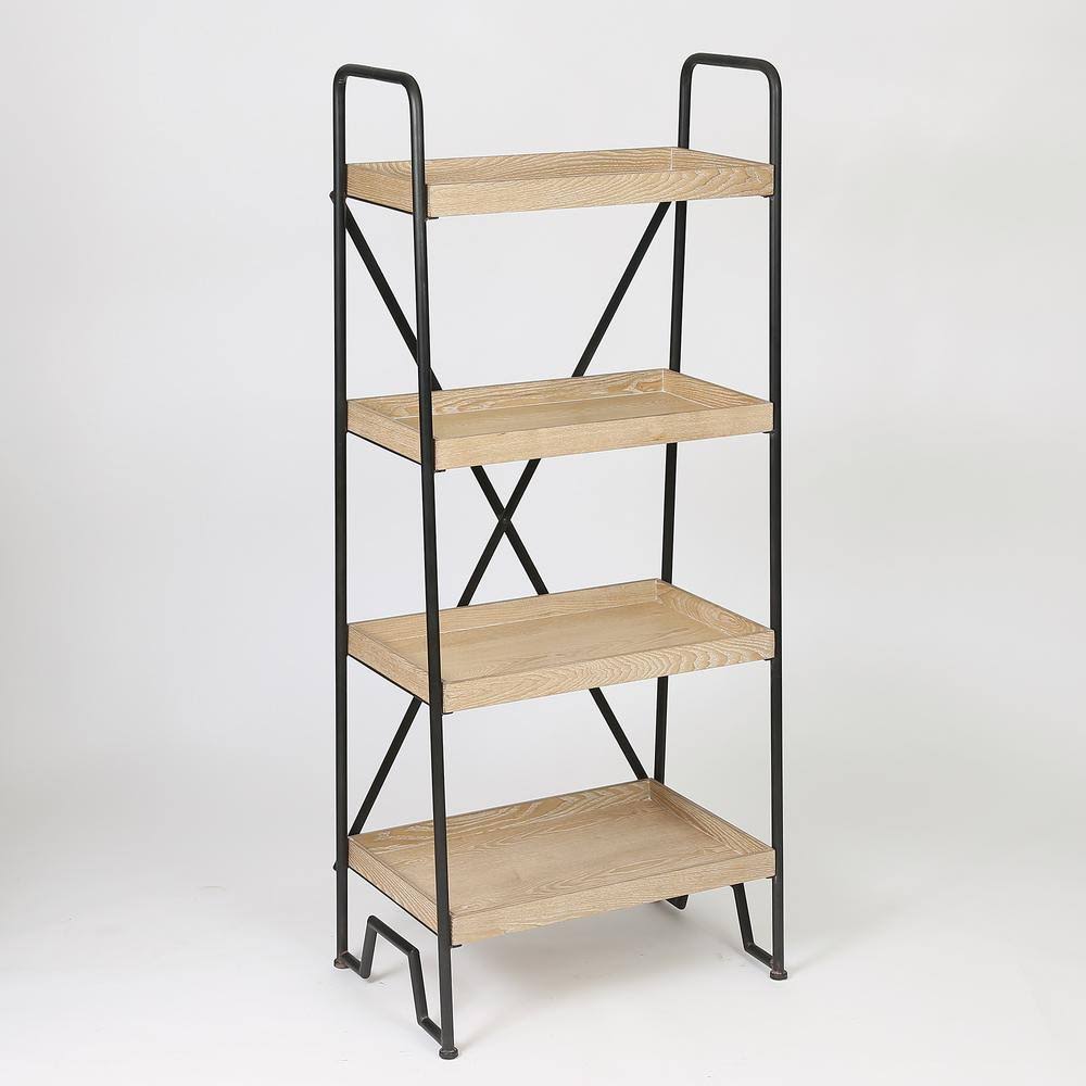 63in. H Wood and Metal Etagere Bookcase D242