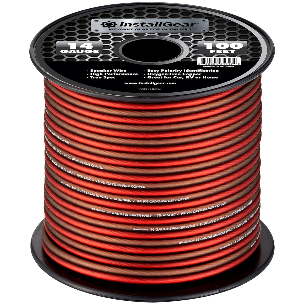 14 Gauge AWG 100ft Speaker Wire Oxygen-Free Copper Cable Red Brown Pack of 2 Z357664