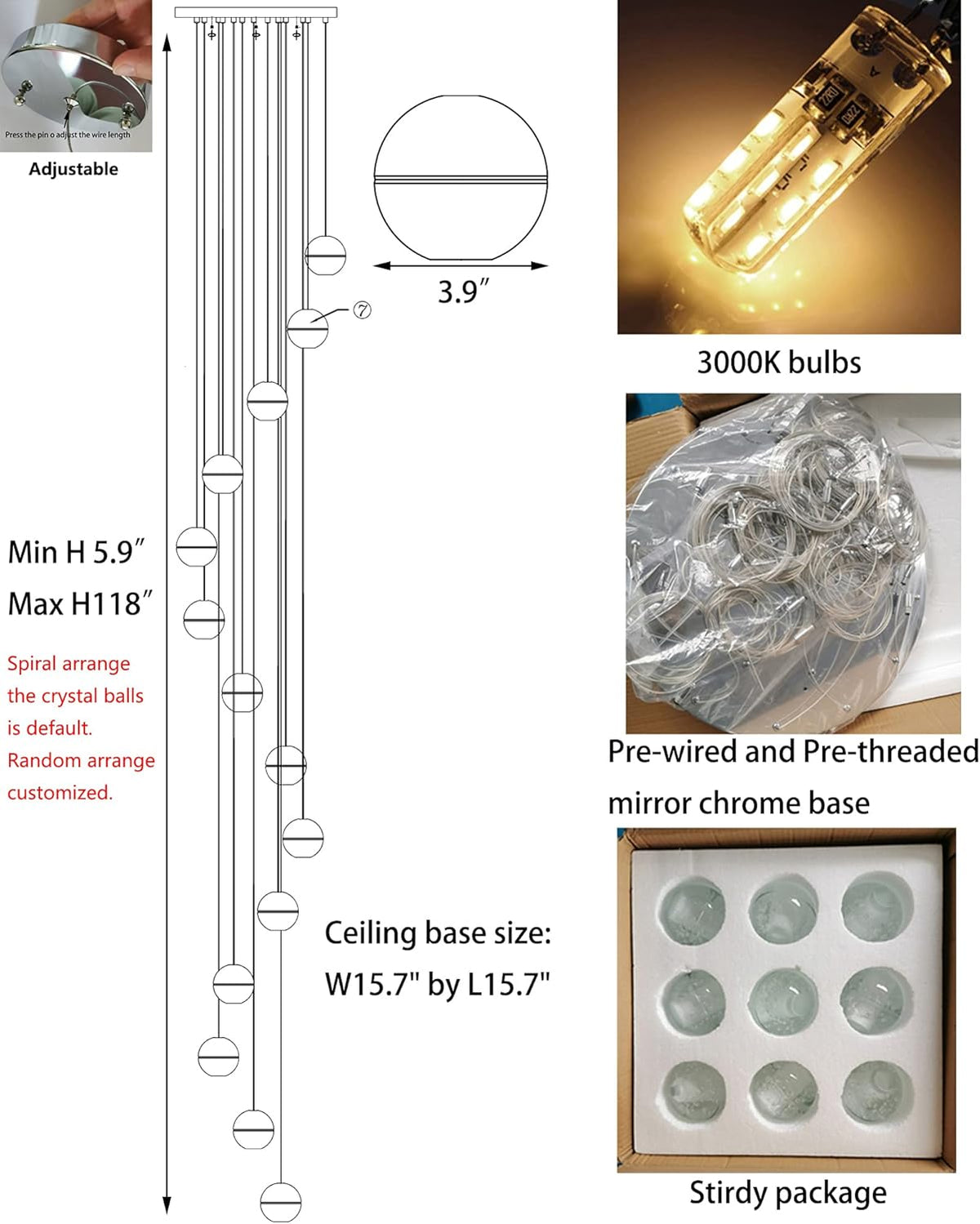 14-Lights Crystal Chandelier Flush Mount R40256