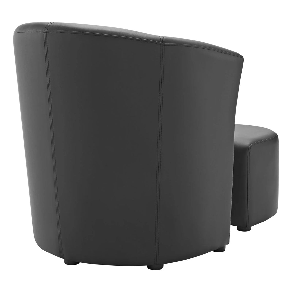 Black Faux Leather Armchair and Ottoman D895