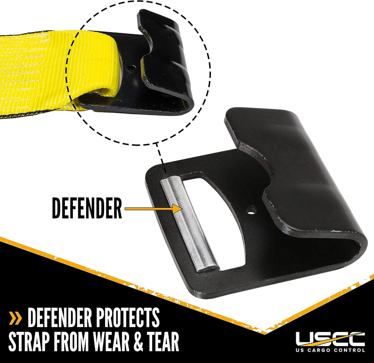 4 Inch x 11 Inch Yellow Fixed End with Ratchet and Flat Hook 2 Pack B650413