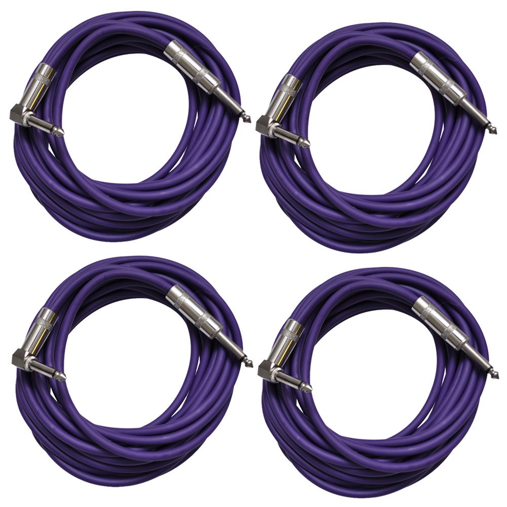 Blue 20-Feet Right Angle to Straight Guitar Cables 4-Pack E39342