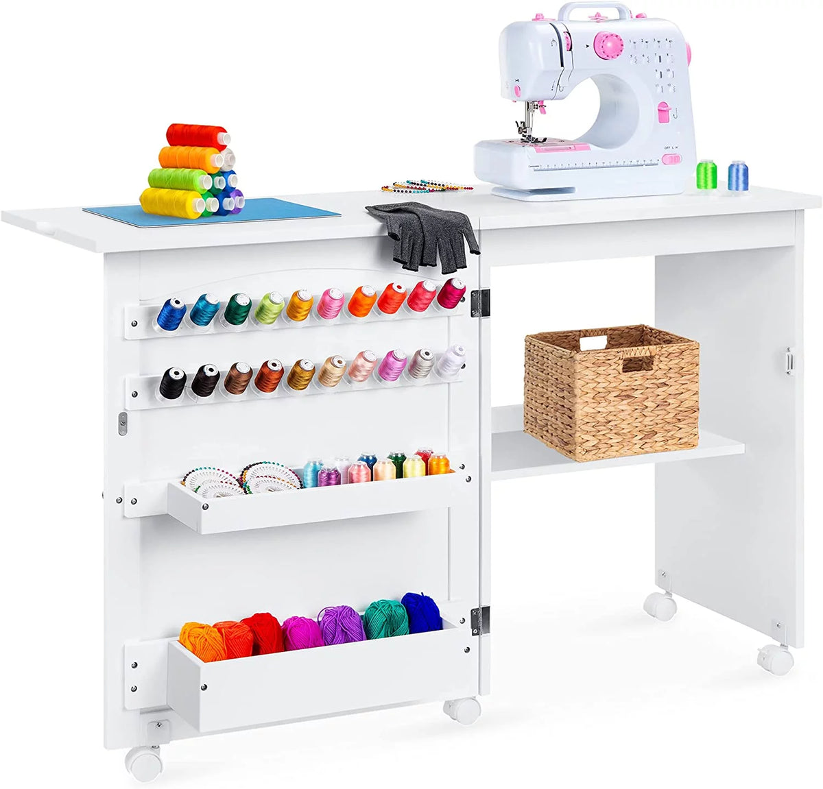 Folding Sewing Table White H6815