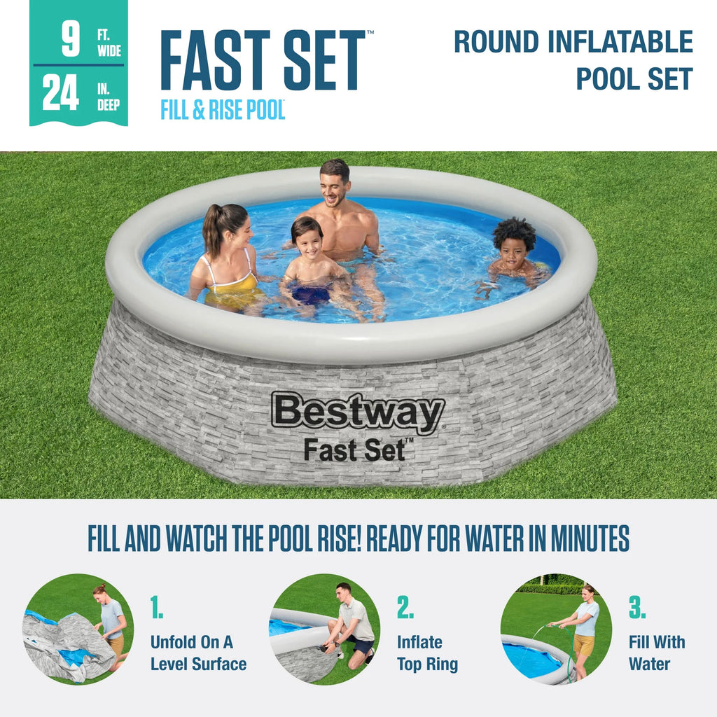 12' x 30 Round Inflatable Swimming Pool Set F680