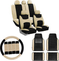 Orange Car Seat Covers Full Set with Carpet Floor Mats Steering Wheel Cover and Seat Belt Pads N22037