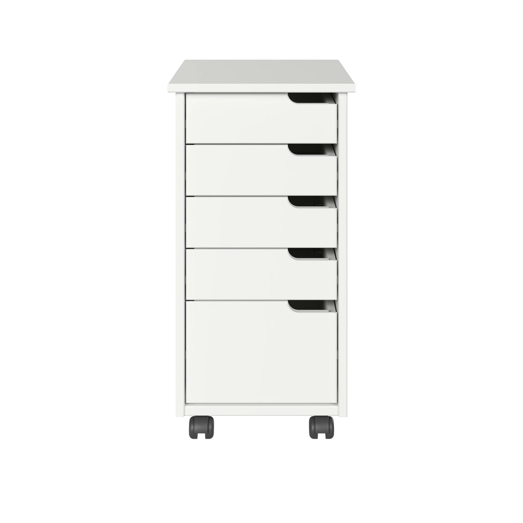 Solid Wood 4+1 Drawer White Roll Cart X798
