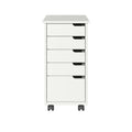 Solid Wood 4+1 Drawer White Roll Cart X798