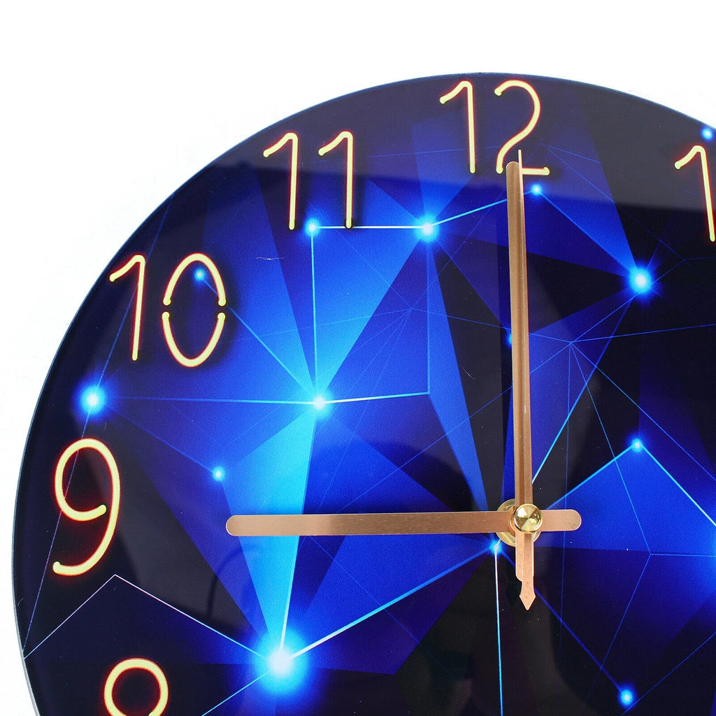 Blue Round Silent Wall Clock U9068