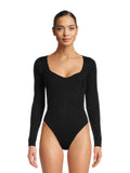 Sweetheart Neckline Long Sleeve Bodysuit Q97885