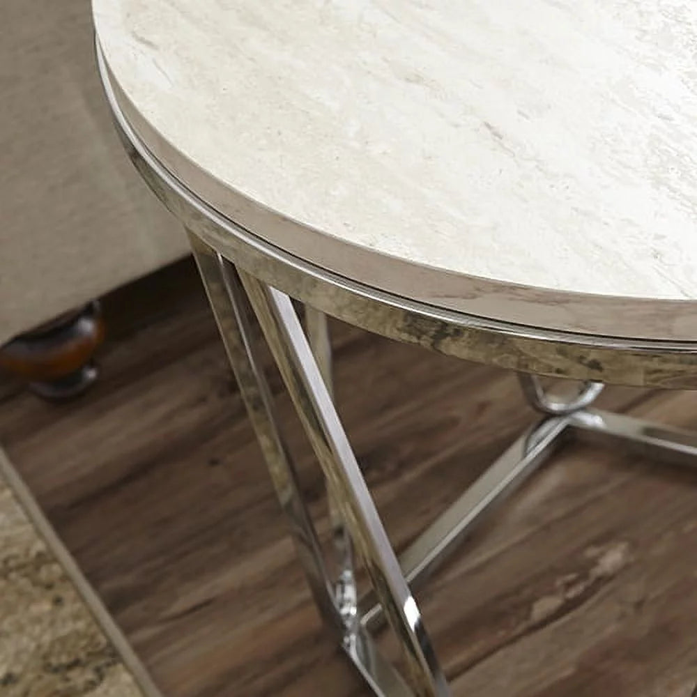 Faux Stone Round Side Table I1749