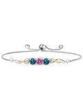 925 Sterling Silver 10K Yellow Gold Pink Moissanite London Blue Topaz White Lab Grown Diamond Tennis Bracelet W28372