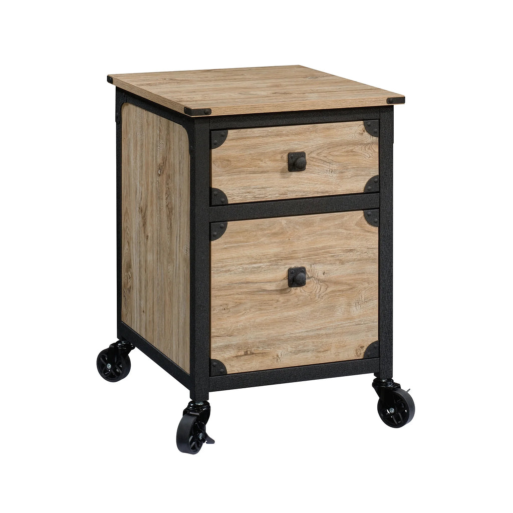 Rustic Metal & Wood Rolling File Cabinet D6135